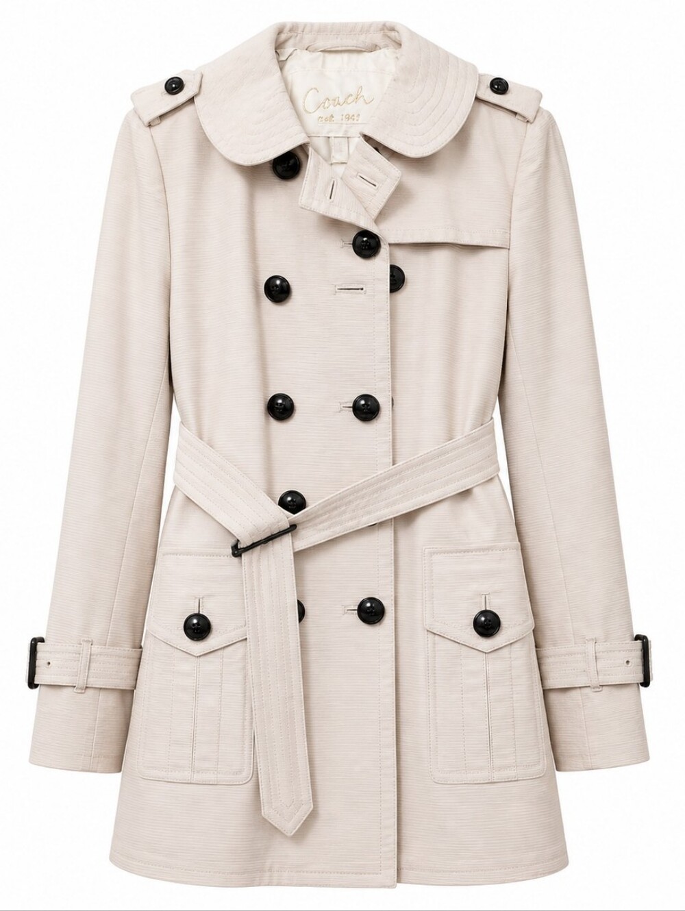 Coach Women's Light Beige Double-Breasted Trench Coat